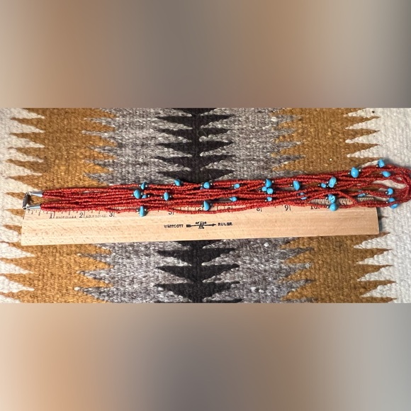 Vintage Artisan Crafted Red Coral & Turquoise 6-Strand Necklace - Picture 8 of 12
